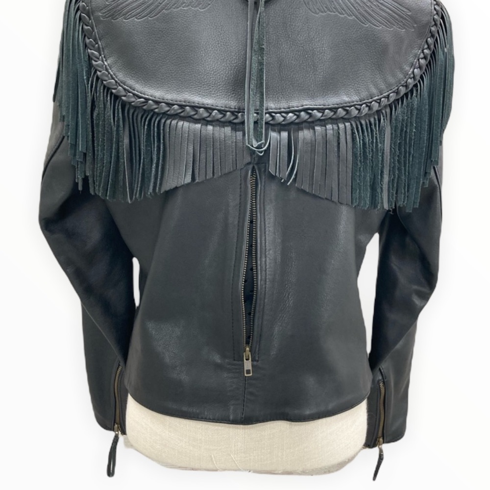 HARLEY-DAVIDSON Willie G Genuine Leather Women’s Black Fringe Jacket Sz Medium - Picture 10 of 16